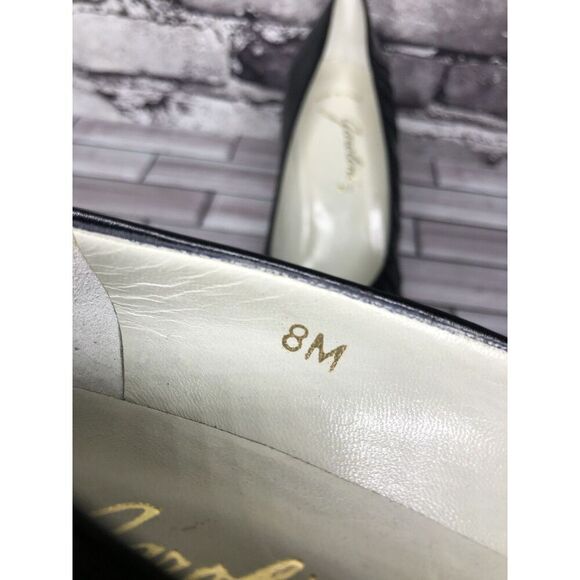 Jarolini Black Leather VTG Dress Pointed Toe Dress Heels Women’s Sz 8M US/38.5EU - Picture 13 of 16